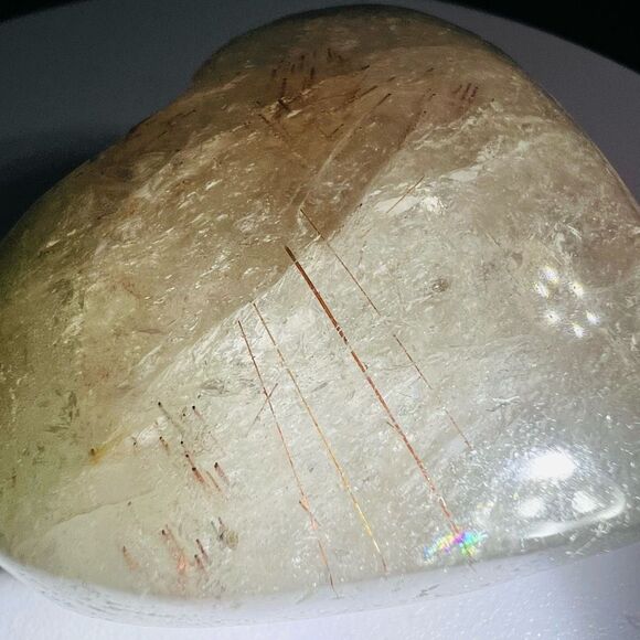 Golden Rutilated Threads and Garden Quartz Heart‎ Carving (1) - Picture 5 of 16